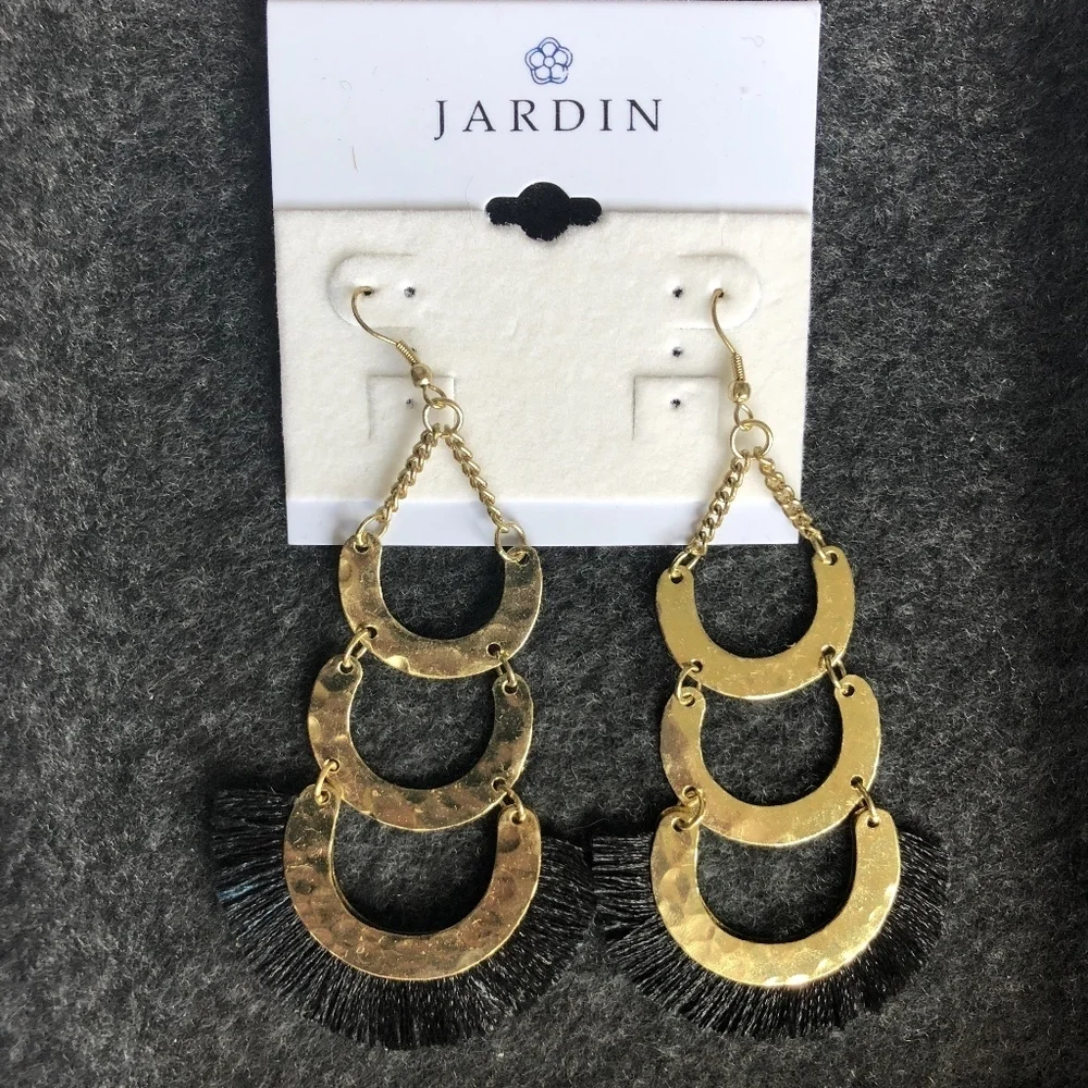 Jardin frayed trim layered dangle and drop earring